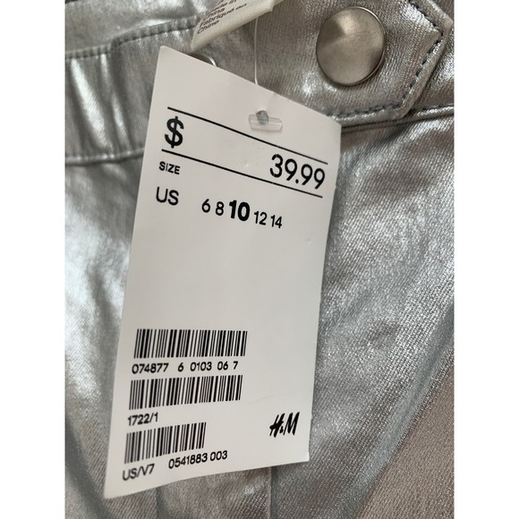 NWT H&M Silver Slim Fit Pants Straight Leg Size 10 - Picture 5 of 7